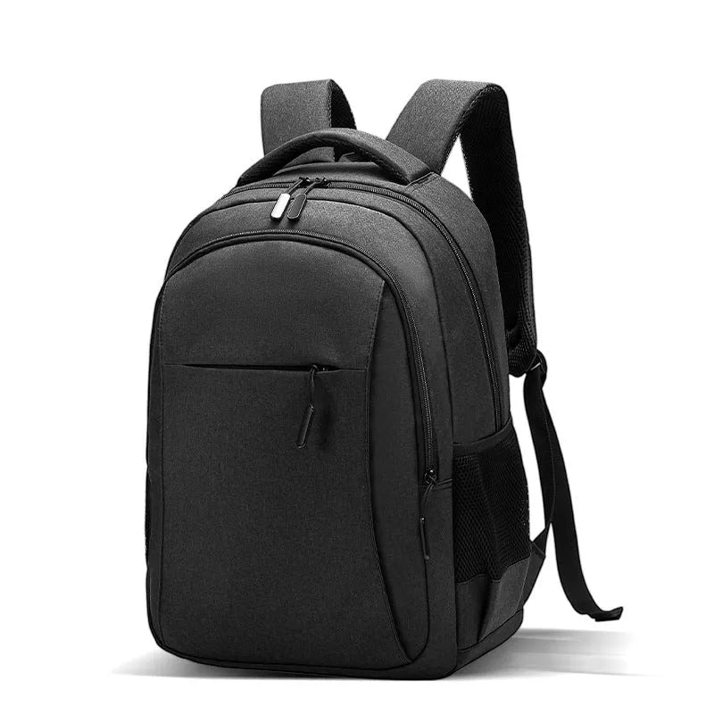 Men's large capacity travel leisure backpack Oxford cloth solid colour light gray blue black sewing thread detail