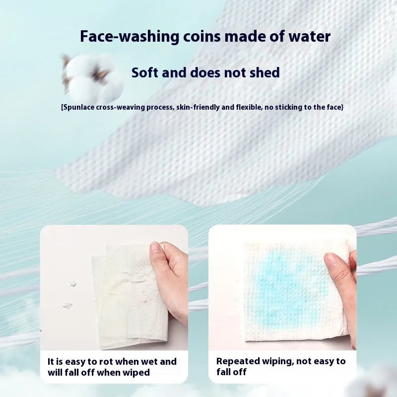 Disposable face cloth roll with removable hanging hook showing soft towel sheets