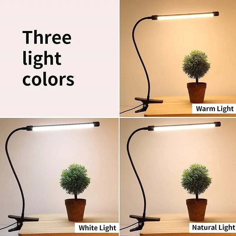Black and white 26cm USB LED desk lamp for student dormitory with eye protection