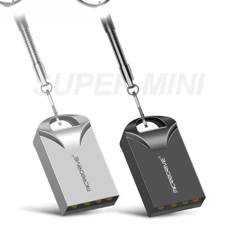 Mini black and silver metal USB flash drive with compact 23mm design