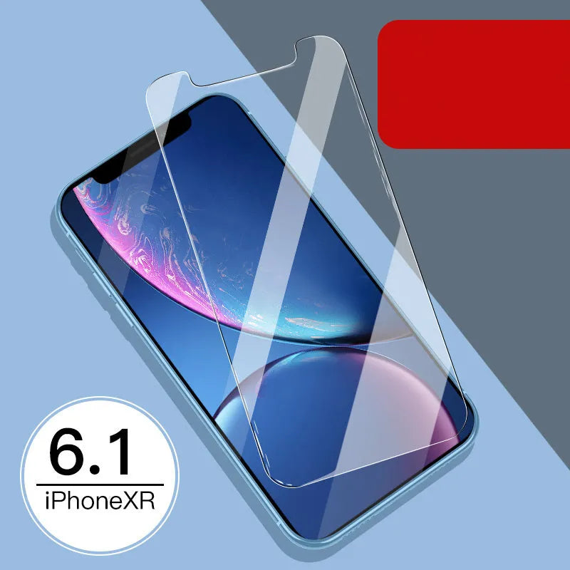 Apple iPhone tempered glass screen protector set showing front and rear film with true 10D explosion-proof construction