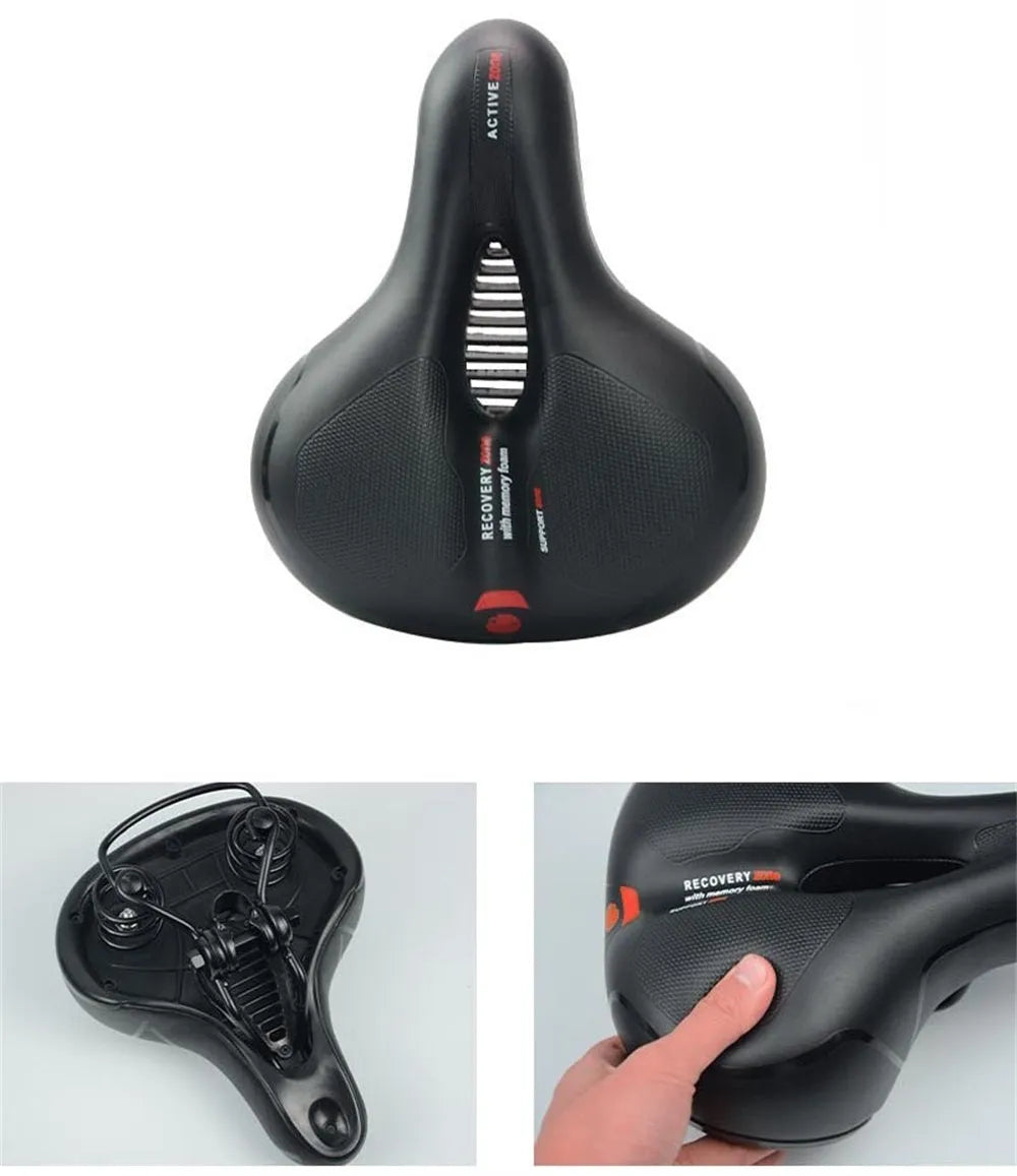 Cycling saddle cushion with silicone surface, waterproof cover, wrench and tyre patch kit