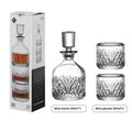 Stackable engraved glass wine glass set with two cups and sake barrel in simple style