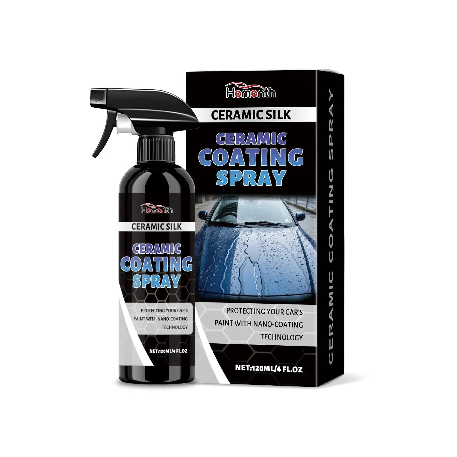 120ml ceramic coating spray aerosol can for anti-fading gloss protection with applicator