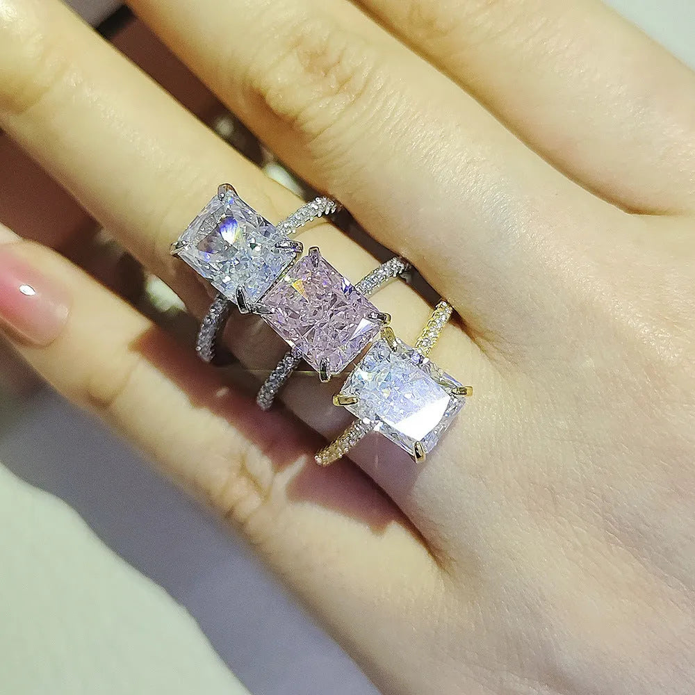 Ice flower cut geometric copper ring for women in electoplated gold finish