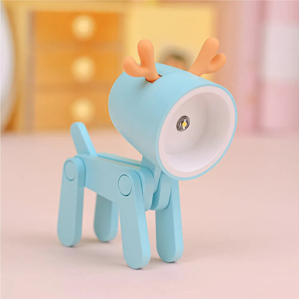 Creative handmade LED mini night lamp with PVC shade in cartoon style, battery operated with button switch