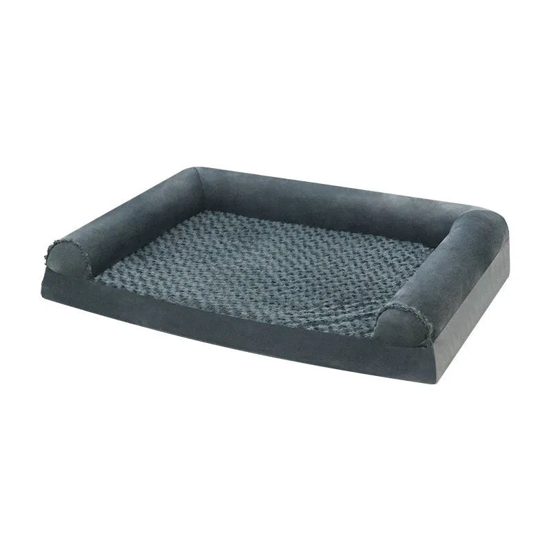Light grey cloth dog kennel for medium large dogs, shown in a home setting.