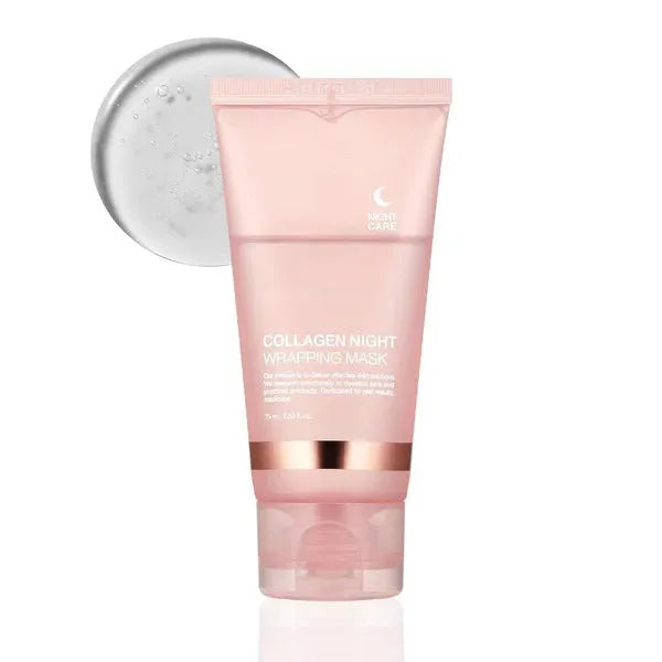 Collagen night face mask in 75ml bottle with brush applicator for even application