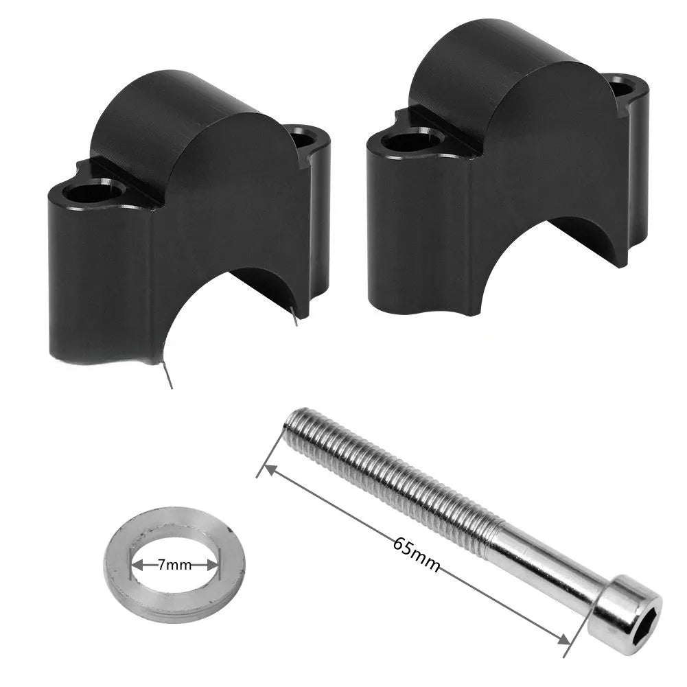 Motorcycle CNC aluminium alloy lifting code in 22mm black finish on a garage workbench