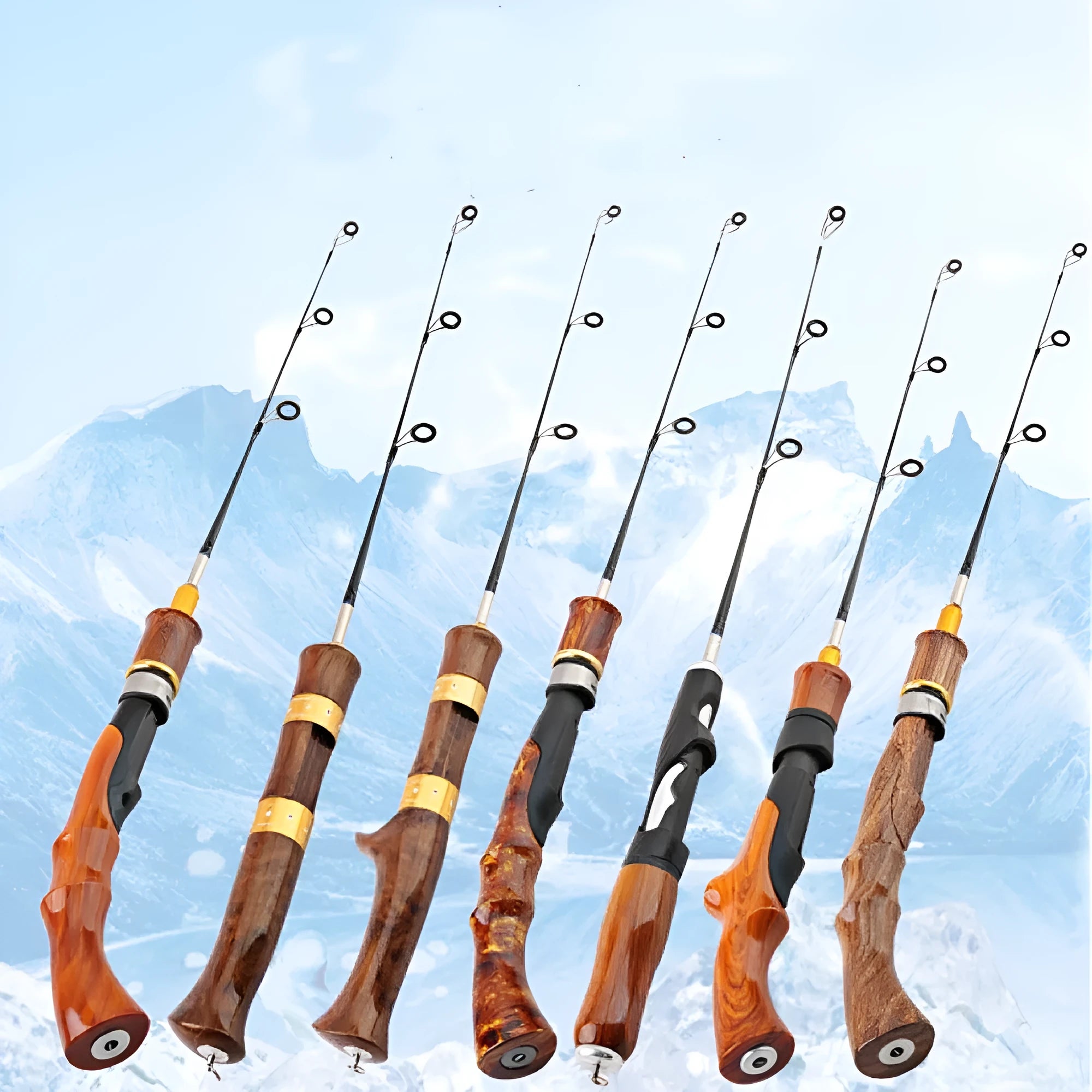 FRP ice fishing pole with comfortable grip, 40cm length, straight handle