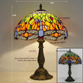 Tiffany dragonfly stone table lamp with retro European design and coloured glass shade