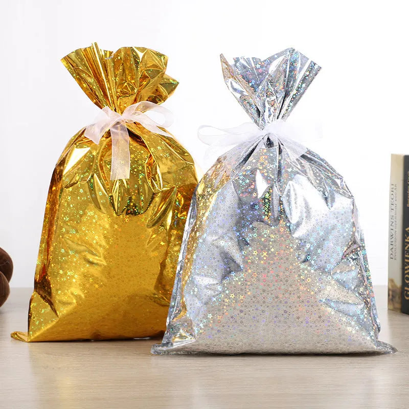 Christmas gift tying packing machine bag OPP aluminium PE 24x32cm sky blue design on white background