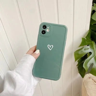 Couples Love solid colour TPU phone case for iPhone, available in Grey, Light Blue, Pink, and White