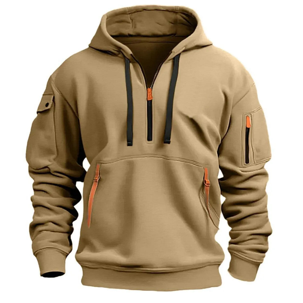 Dropped shoulder hooded sweatshirt in loose pullover style for men and women, polyester fibre, black.