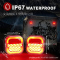 Square LED trailer taillight pair wired light guide option for 12V24V vehicles