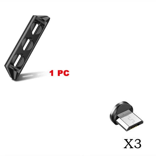 Magnetic charging cable with nylon wire and rotating magnetic head for automatic adsorption on Apple Android Type-C devices