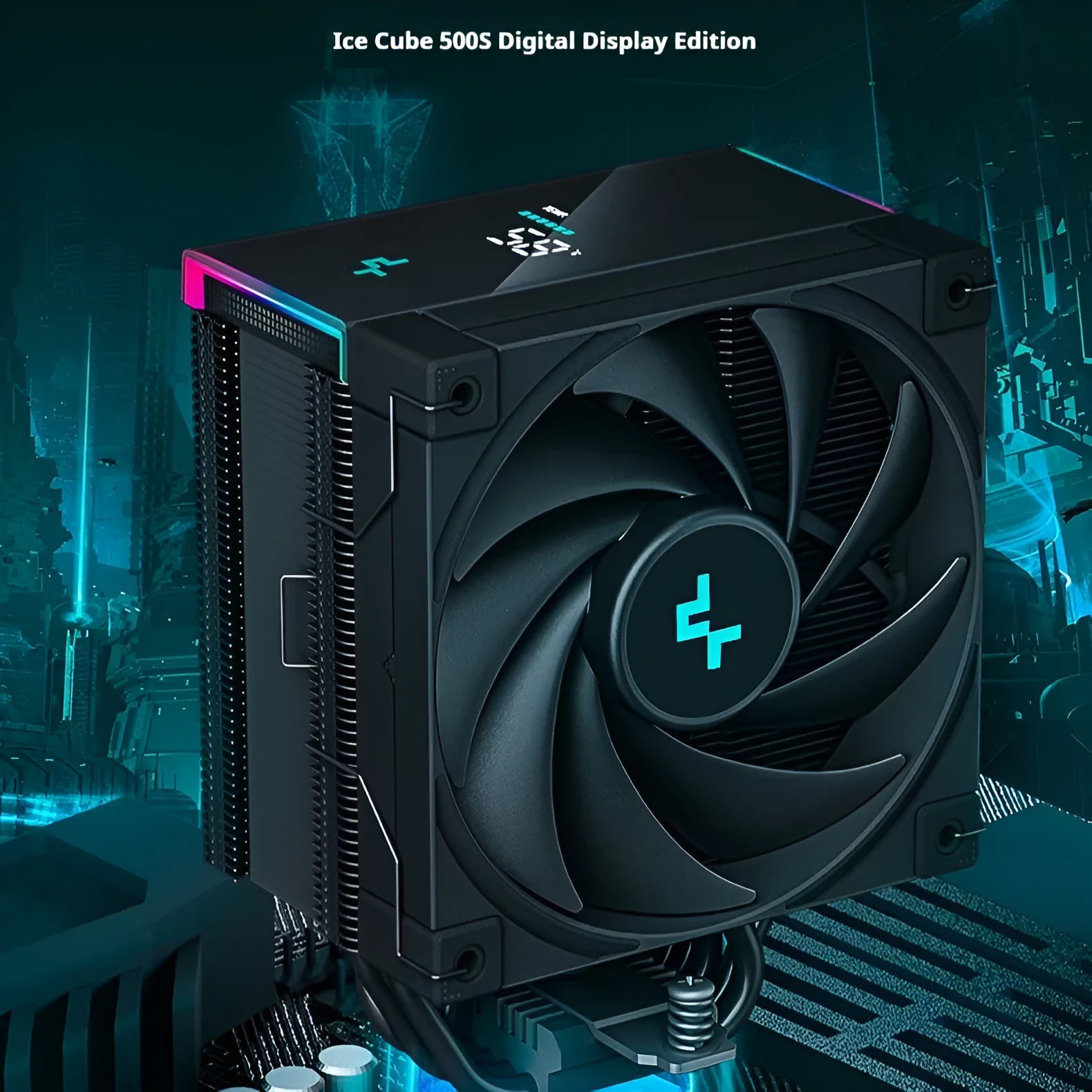Deepcool AK Series twin tower CPU air cooler with digital temperature display in black or white