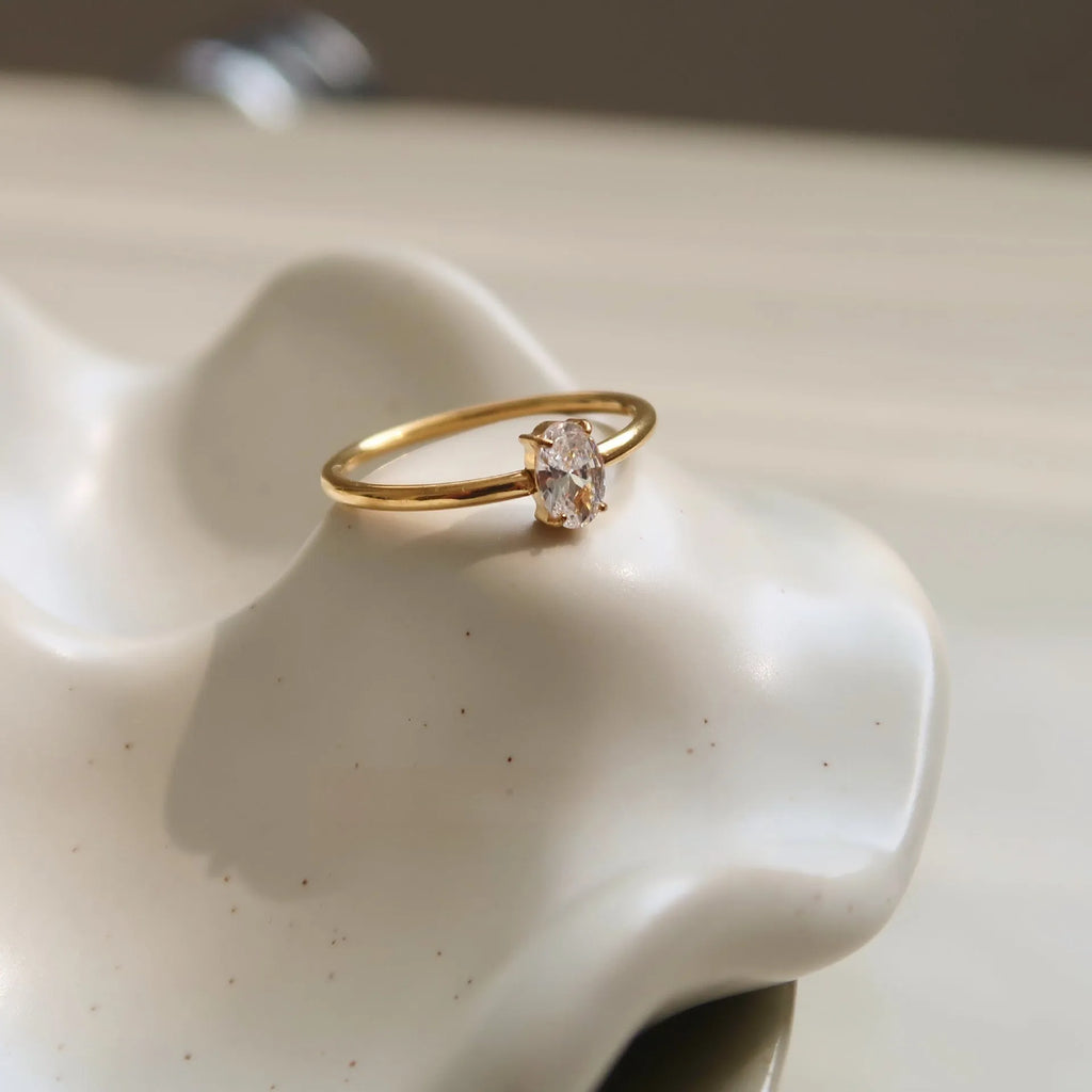 Golden love heart stainless steel ring on finger showing heart-shaped design element