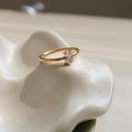 Golden love heart stainless steel ring on finger showing heart-shaped design element