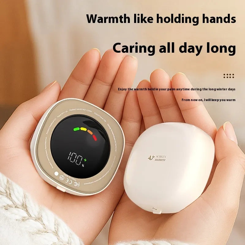 Mini portable USB hand warmer with plastic shell, double side heating, aluminium heat dissipation, in white colour