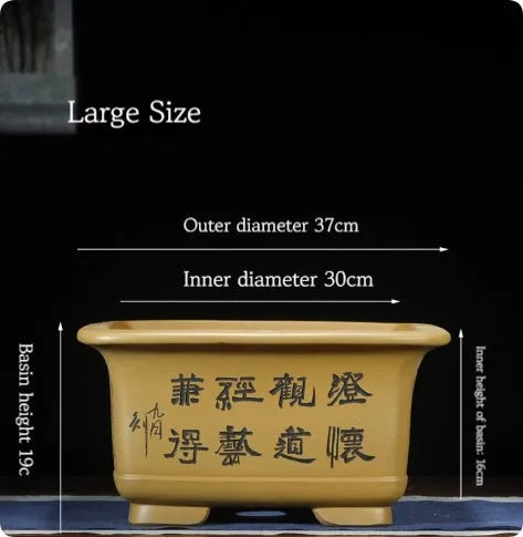 Extra large Chinese style purple clay flower pot for indoor plants on floor or tabletop