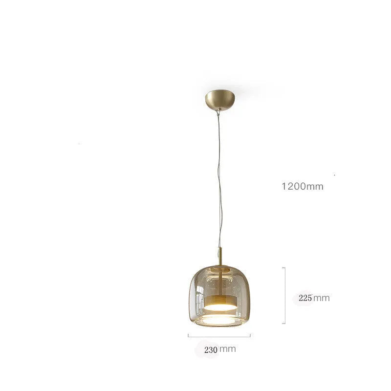 Glass ceiling chandelier with LED warm light in Cognac finish for living room or bedroom, 5-10sqm coverage area