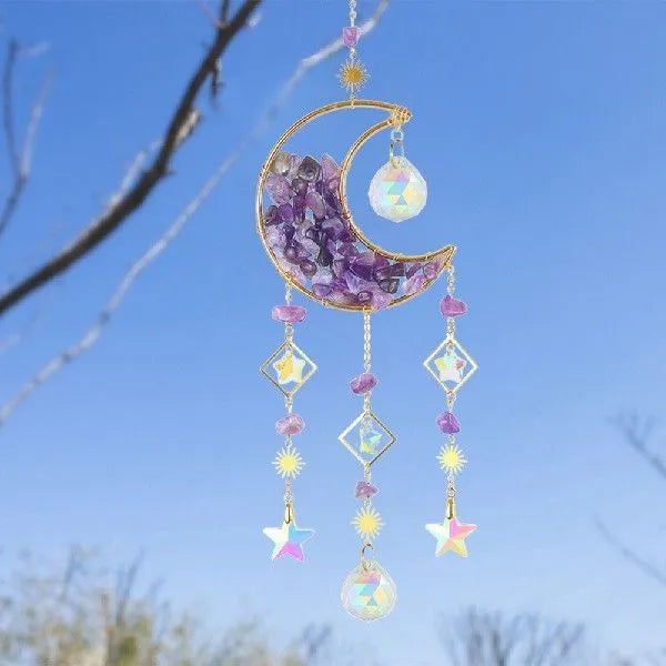 K9 crystal moon pendant car accessory with metal chain in blue colour option
