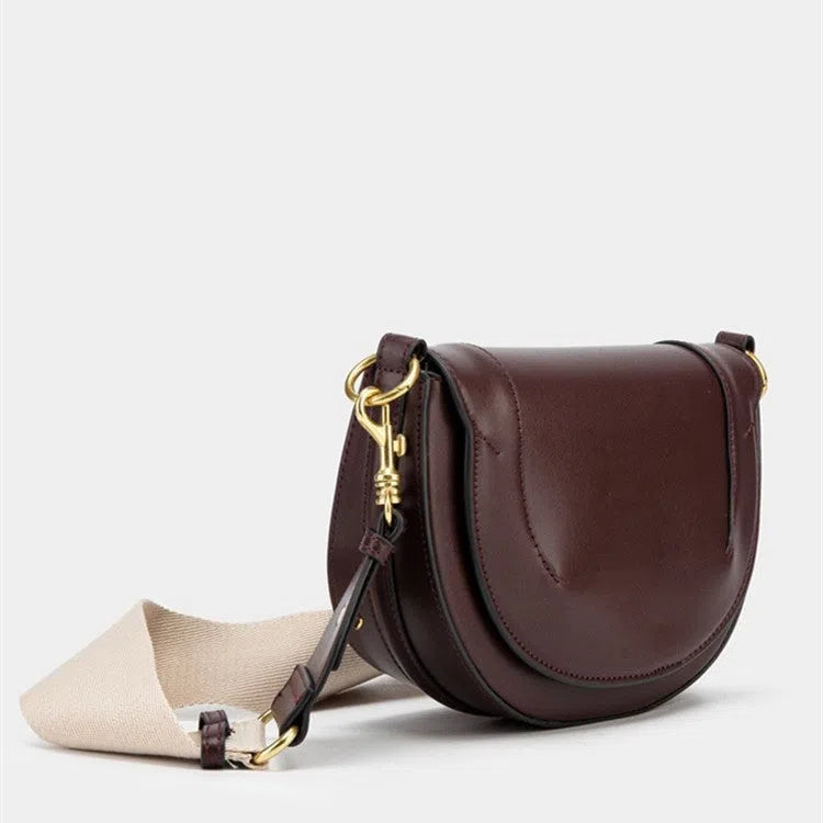 New PU saddle bag with magnetic clasp, oval shape, 16x24x8.5cm, available in black brown and claret red