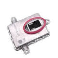 Metal automotive headlight ballast unit showing its rectangular shape and dimensions of 14 by 11 by 4.5 centimetres.