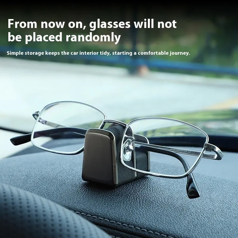 Zinc alloy and leather car dashboard sunglasses clip holder in four colours