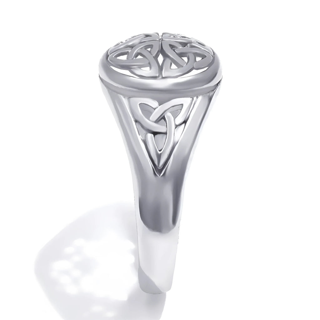 Silver alloy geometric unisex ring side view plain band no stones