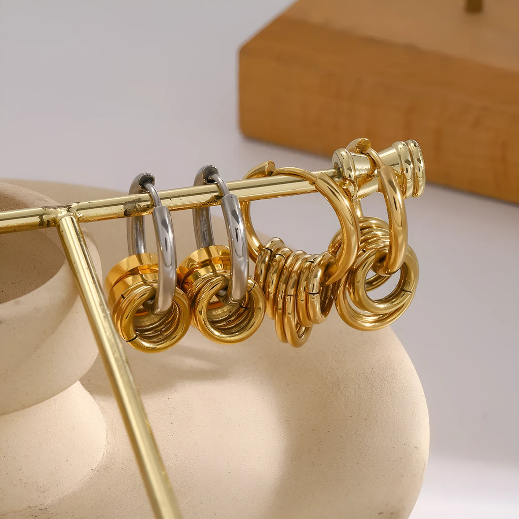 Stainless steel electroplated earrings in two colour options with ins style design