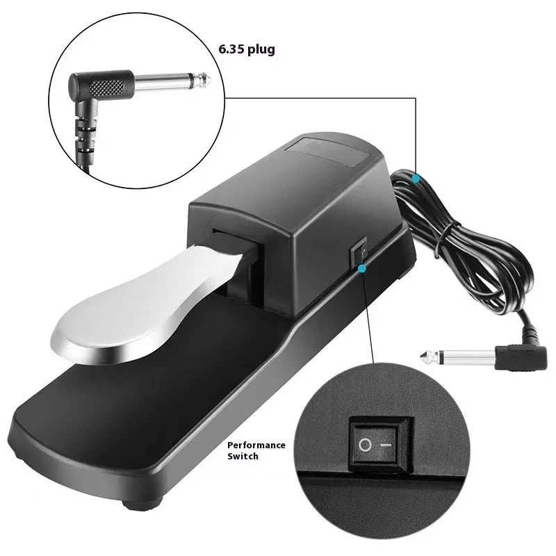Universal electronic keyboard sustain pedal in ABS plastic with single leg design