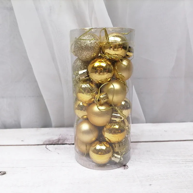 Shiny matte gold and red plastic Christmas baubles in 3cm and 6cm sizes for tree decorating.