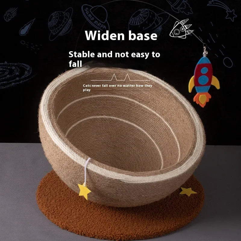 Large integrated cat scratching basin and nest with sisal rope post and flannel bed in Starlight Sisal Nest colour.