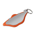 Mountain bike disc brake linings in black and orange colours with adjustment flap