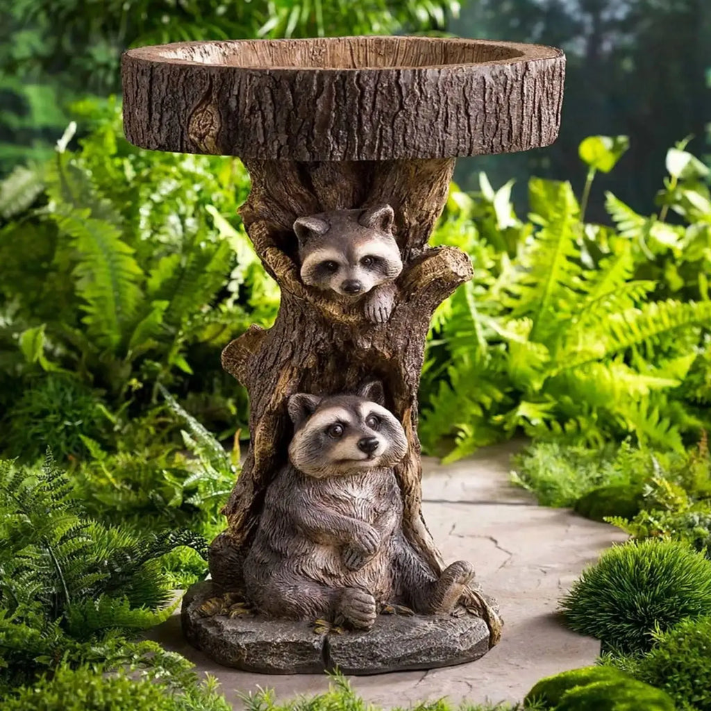 Raccoon resin garden ornament handmade synthetic resin 21cm tall modern simple style
