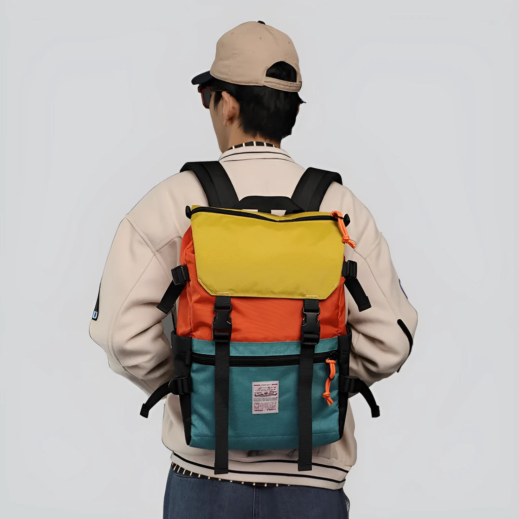 Waterproof flip computer bag with contrast colour design, 16-inch capacity, urban simple style, black colour