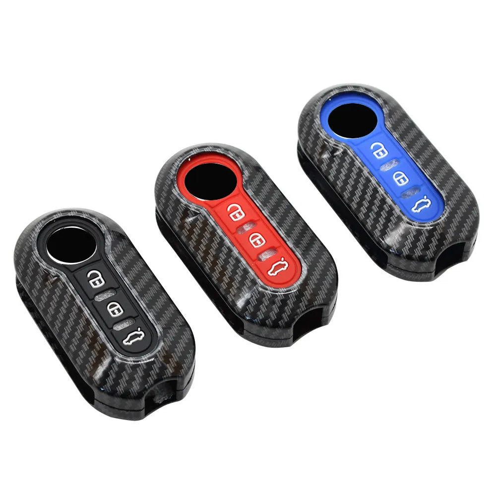 Fiat 500 key fob replacement case in ABS plastic, colours black red dark blue.