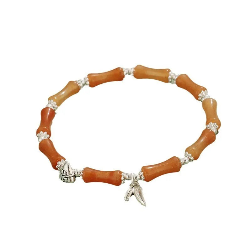 Green aventurine bamboo strawberry crystal bracelet with electroplated finish, multicolour stone beads, women's sweet style