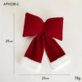 Red flannel bow Christmas tree ornament in large size with hanging loop