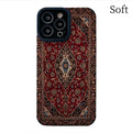 Yellow Persian carpet pattern embossed imitation leather phone case with lanyard for Apple iPhone