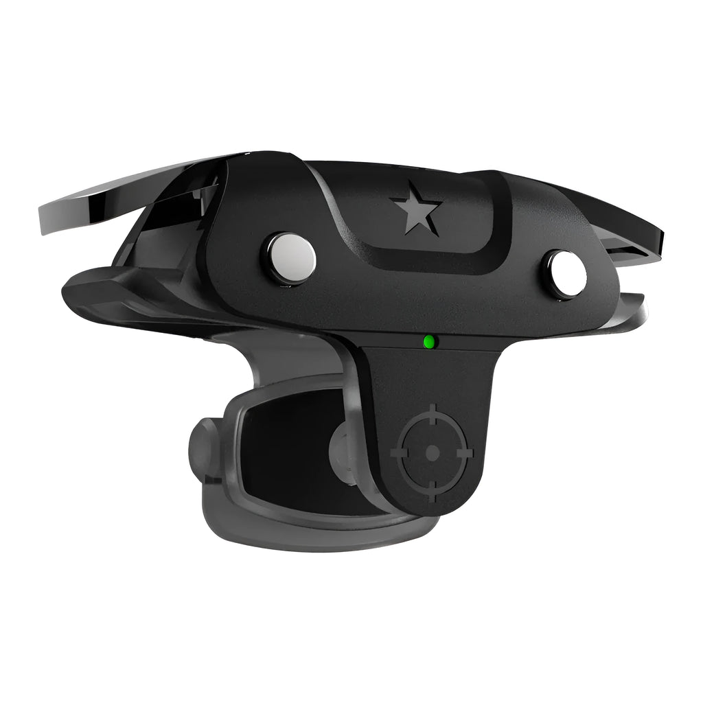 Black F5 Bluetooth game controller for mobile phones on a white background.