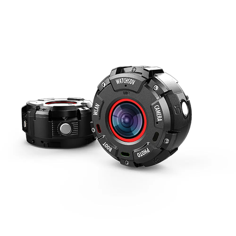 Black waterproof sports digital camera with 290mm length and USB charging cable