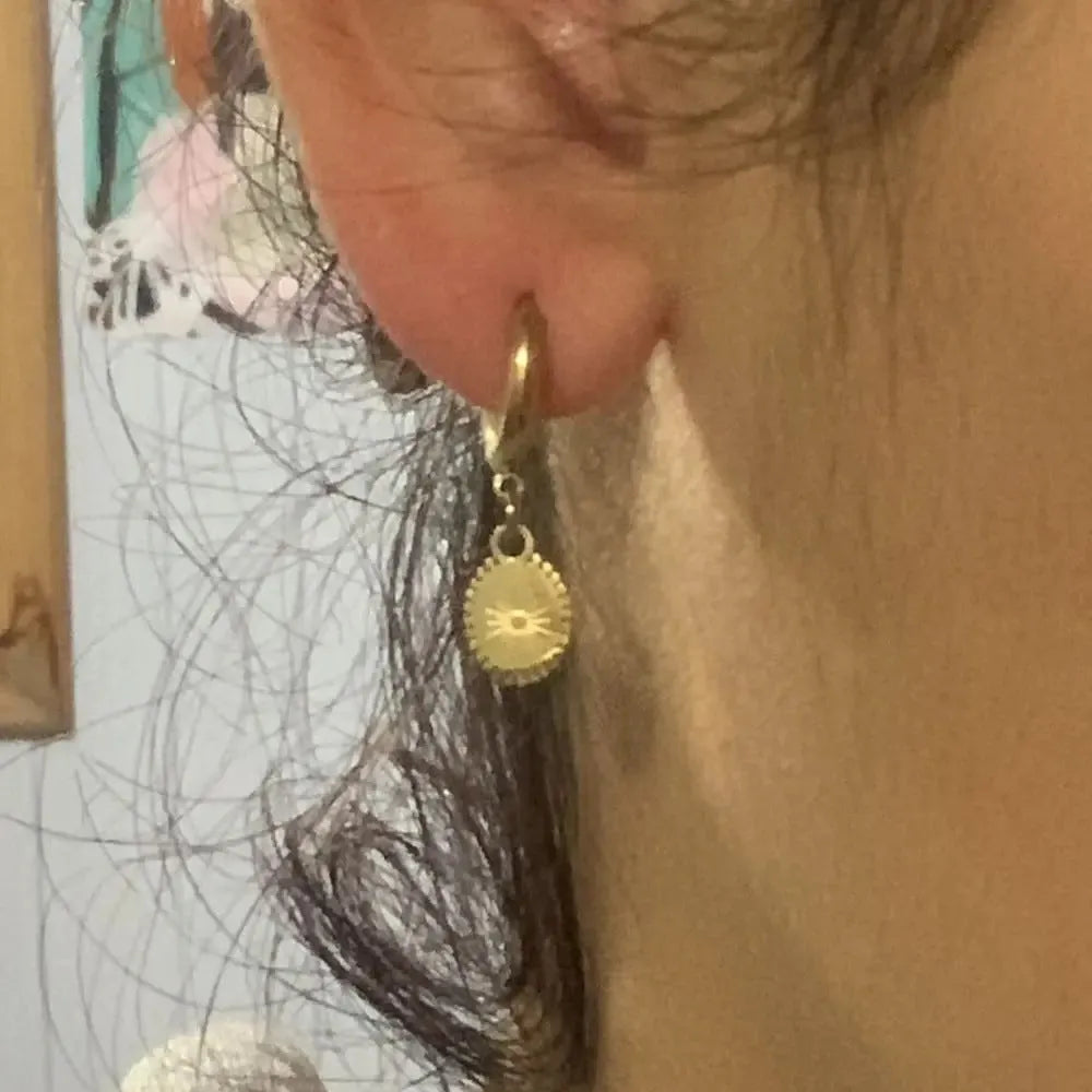 Women's geometric ellipse earrings in stainless steel with non-fading finish