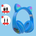 Cat ear wireless Bluetooth sports headset in various colours showing head-mounted design