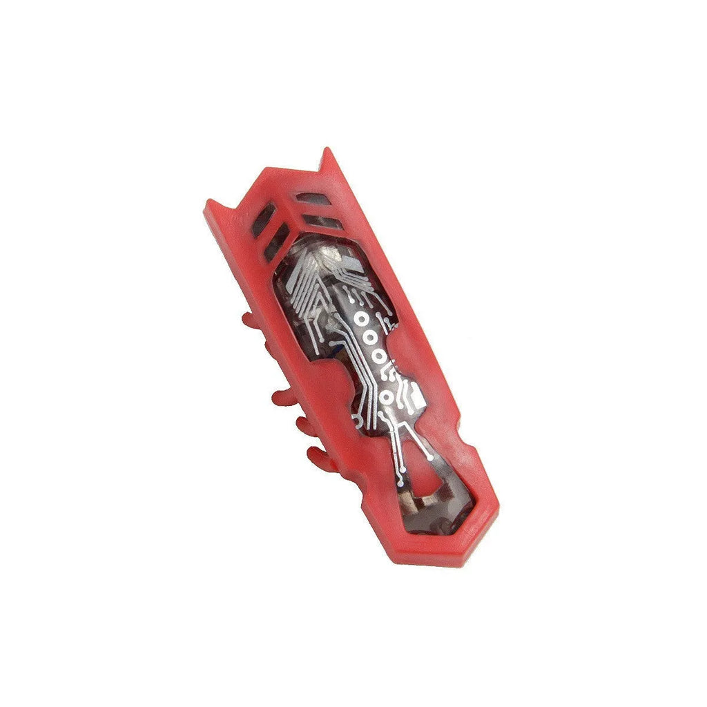 Small worm-shaped electric jumping insect cat toy in plastic, shown in red and black ladybug style.