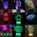 3D colourful LED desk lamp with remote control on black base for study room