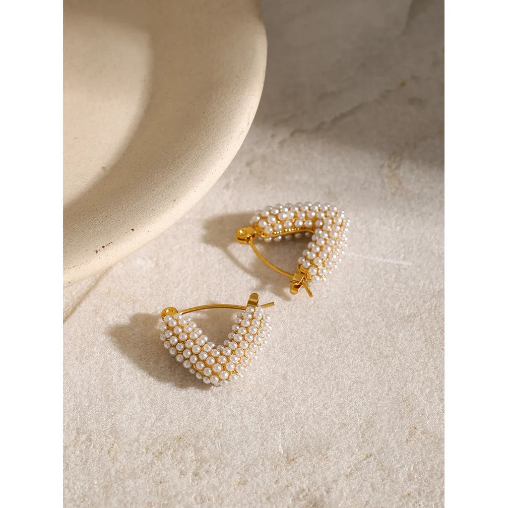 Hollowed-out cabas stainless steel drop earrings with inlaid rhinestones and electroplated finish