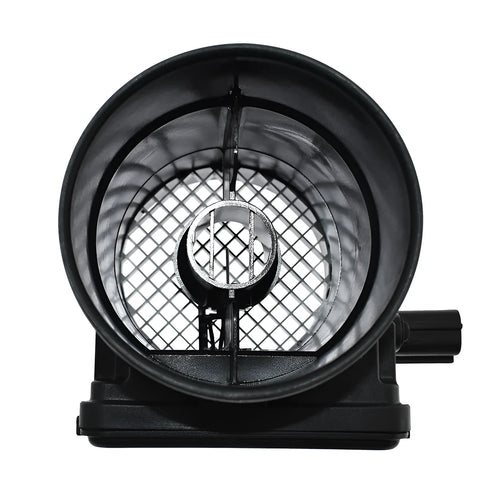 Black plastic automotive air flow meter with standard specifications for engine intake measurement